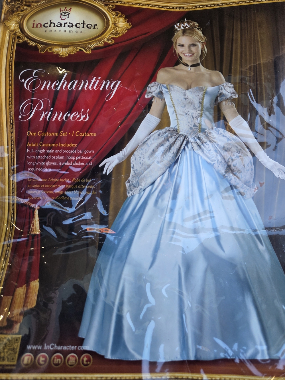 Incharacter Enchanting Princess Cinderella Blue Ball Gown Dress Size Medium